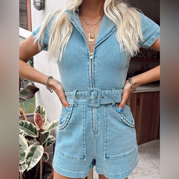 SHOW ME YOUR MUMU Outlaw Romper In Light Tide - Picture 4 of 9
